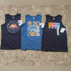 Vans Boys Tank Tops - Black and Blue with Graphic Designs **NEW WITH TAGS**
